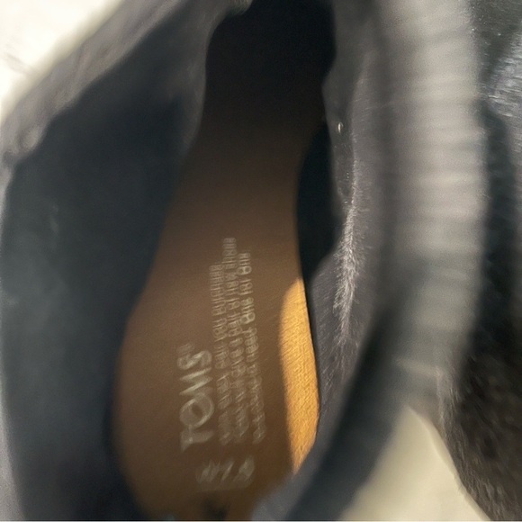 Toms Lacy Ankle Boots Black Suede and Grey Wool Tassle Zipper Size 7.5 - Picture 7 of 13
